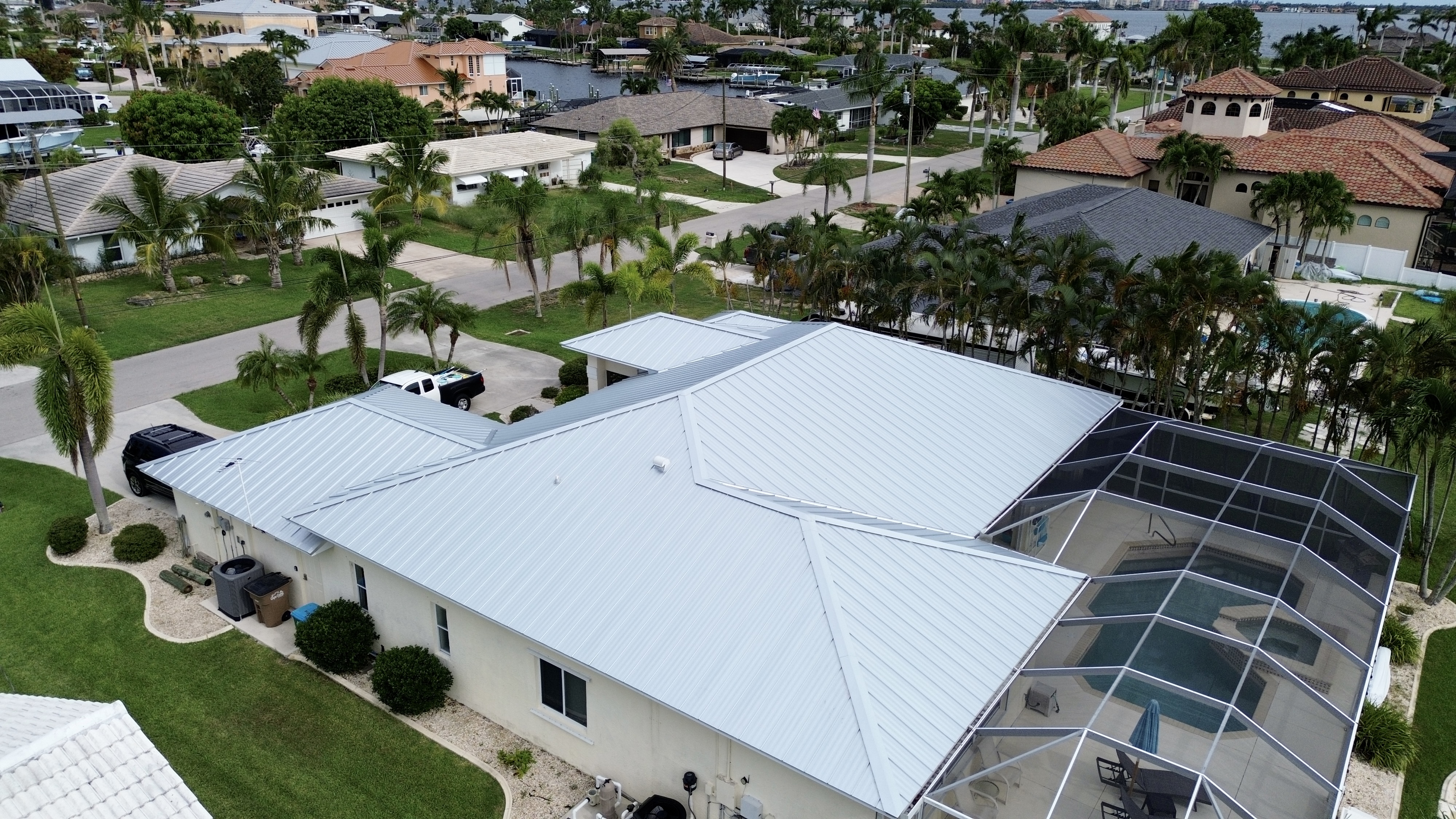 Completed standing seam metal roof installation in Tampa, FL by Protek Roofing