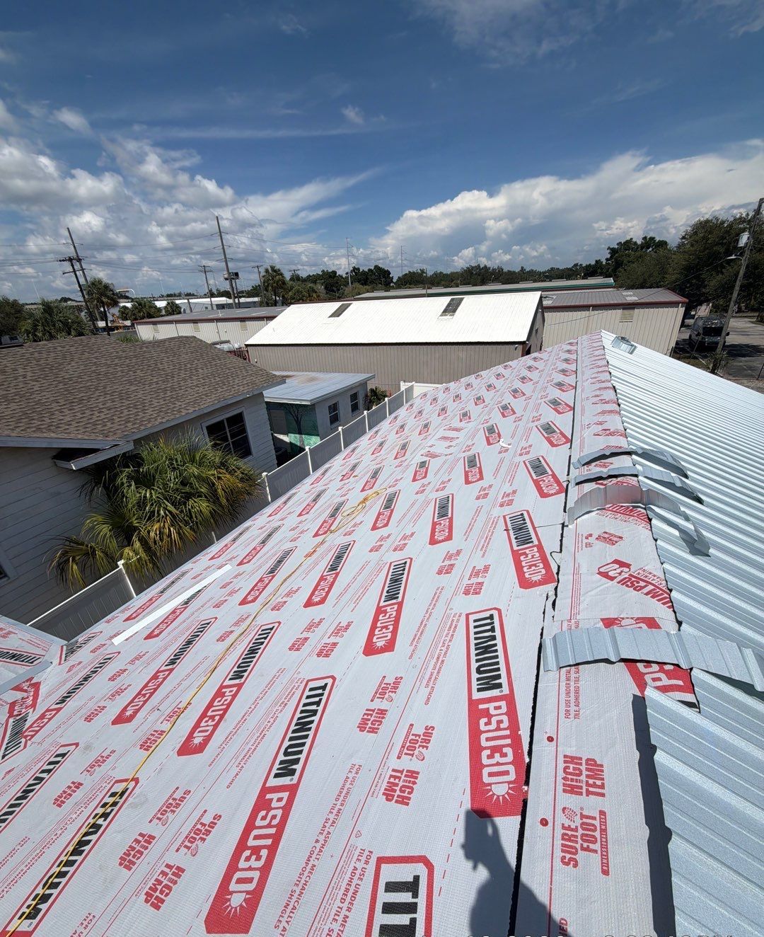 Clean underlayment lines during roof dry-in by Protek Roofing in Tampa FL