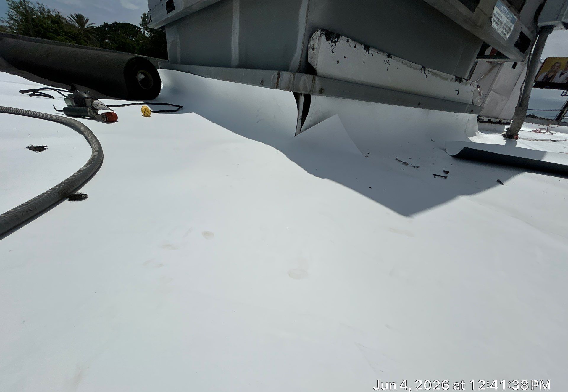 TPO membrane on a commercial flat roof installed by Protek in Dade City FL