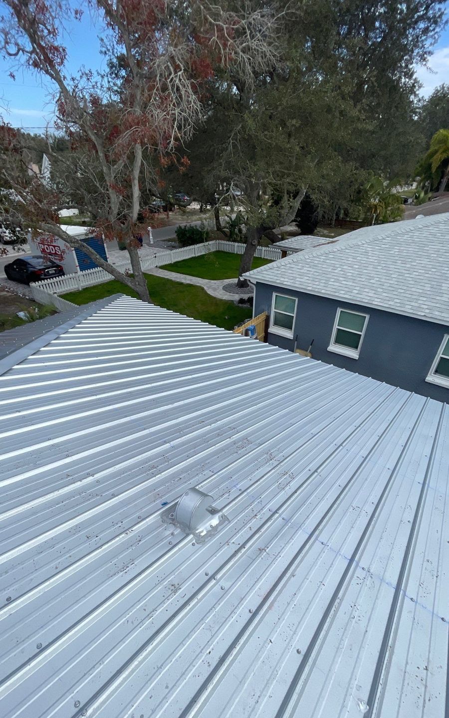New mill finish Galvalume metal roof on a South Tampa home