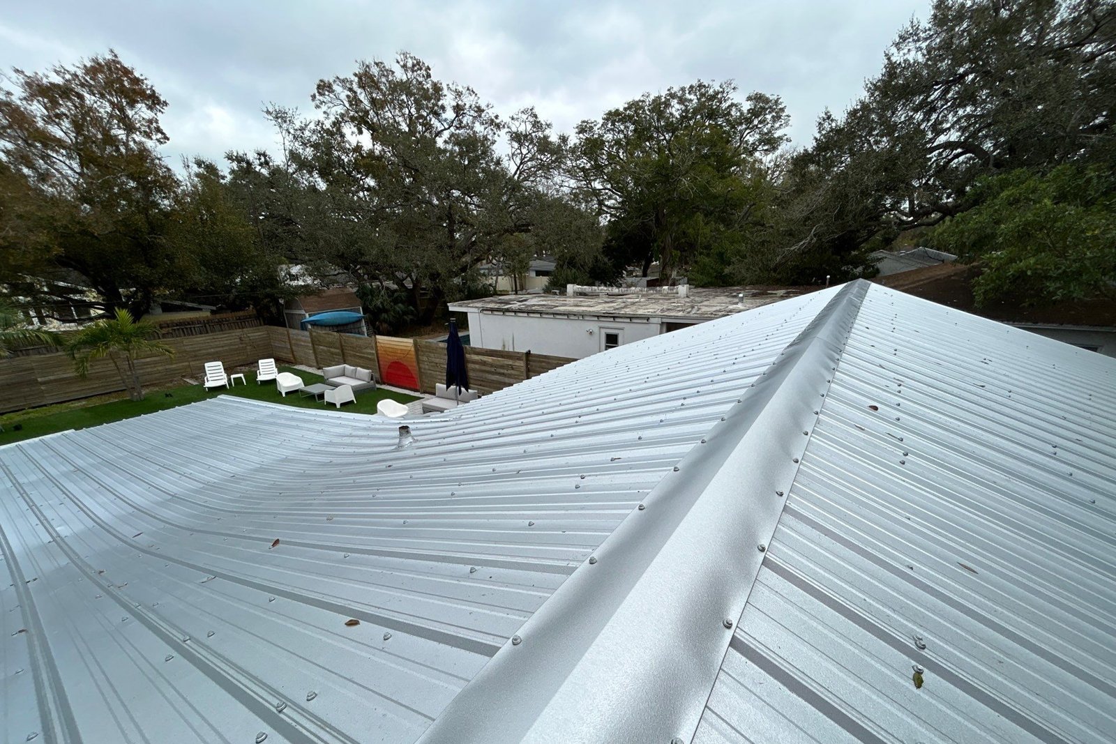 New galvalume metal roof after replacement in Tampa FL